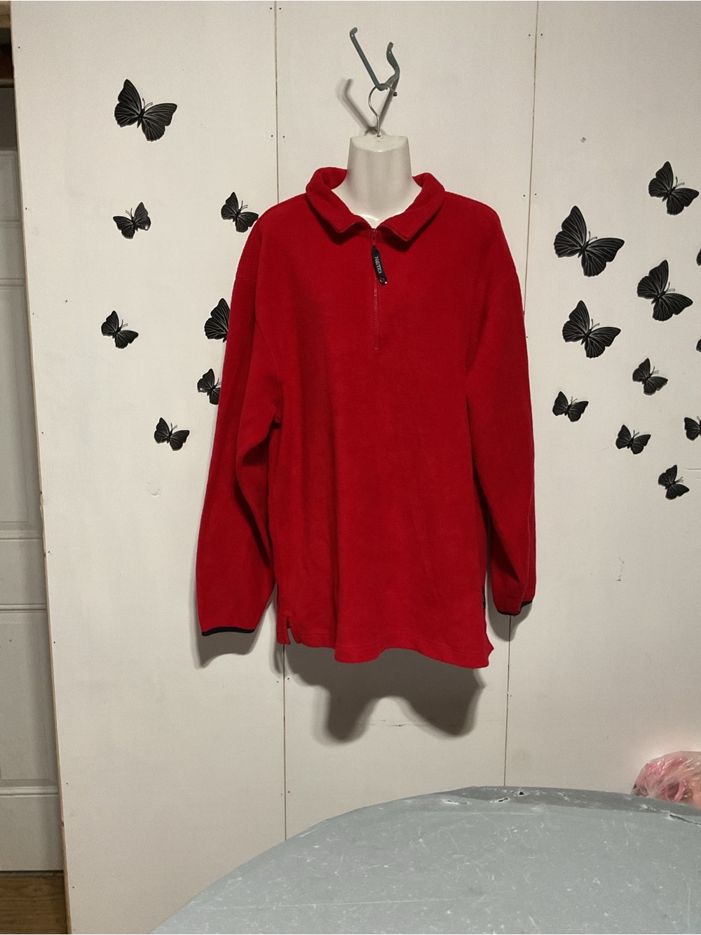 Nautica Red Quarter-Zip Fleece
